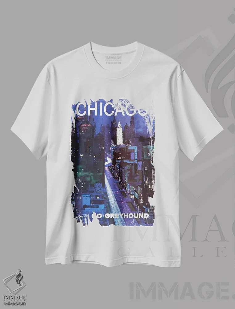 تیشرت سفید طرح دار شیکاگو، تایپوگرافی اثر هنرمند ناشناس | immage.ir