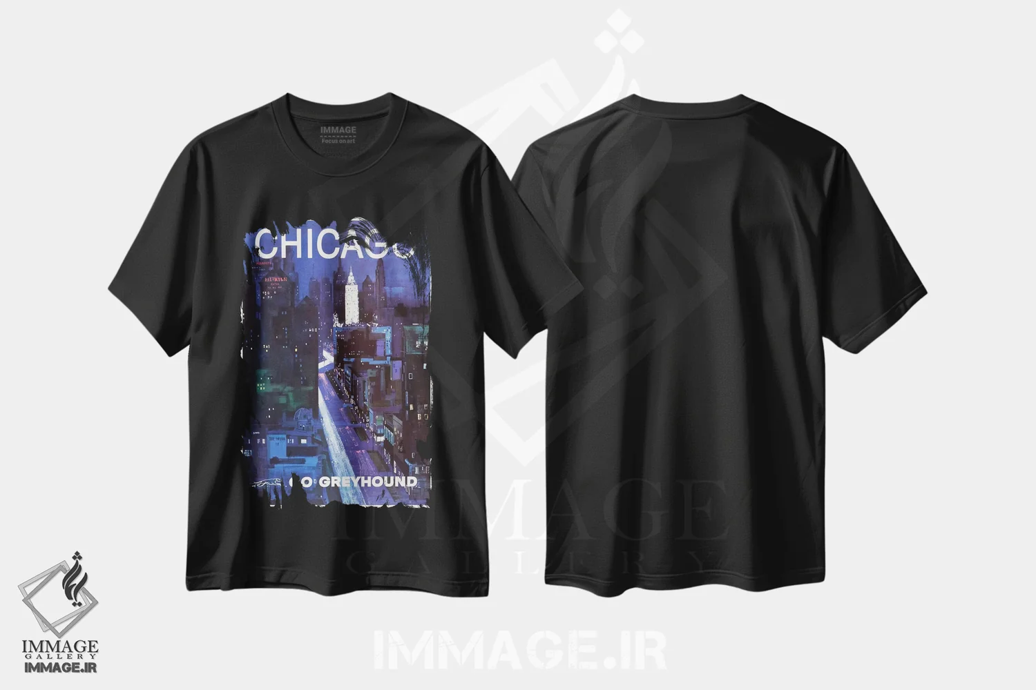 تیشرت مشکی طرح دار شیکاگو، تایپوگرافی اثر هنرمند ناشناس | فروشگاه ایماژ