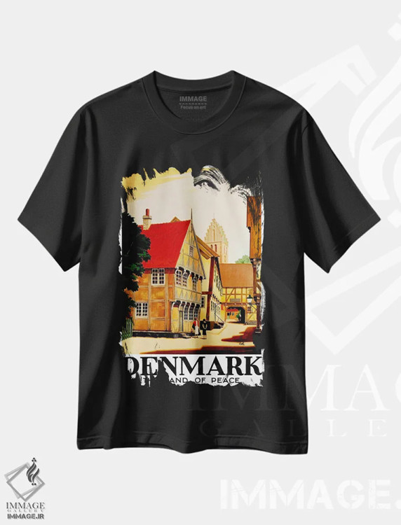 تیشرت مشکی طرح دار دانمارک: سرزمین صلح، تایپوگرافی اثر هنرمند ناشناس | فروشگاه ایماژ