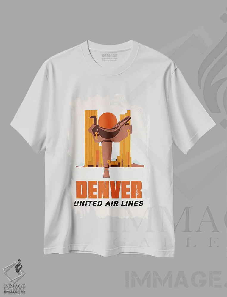 تیشرت سفید طرح دار دنور، تایپوگرافی اثر هنرمند ناشناس | فروشگاه ایماژ