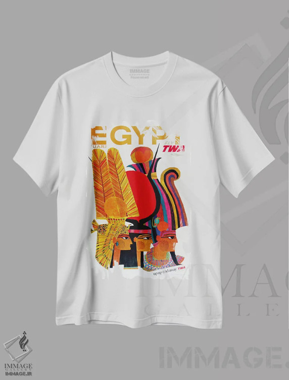 تیشرت سفید طرح دار مصر، تایپوگرافی اثر هنرمند ناشناس | فروشگاه ایماژ