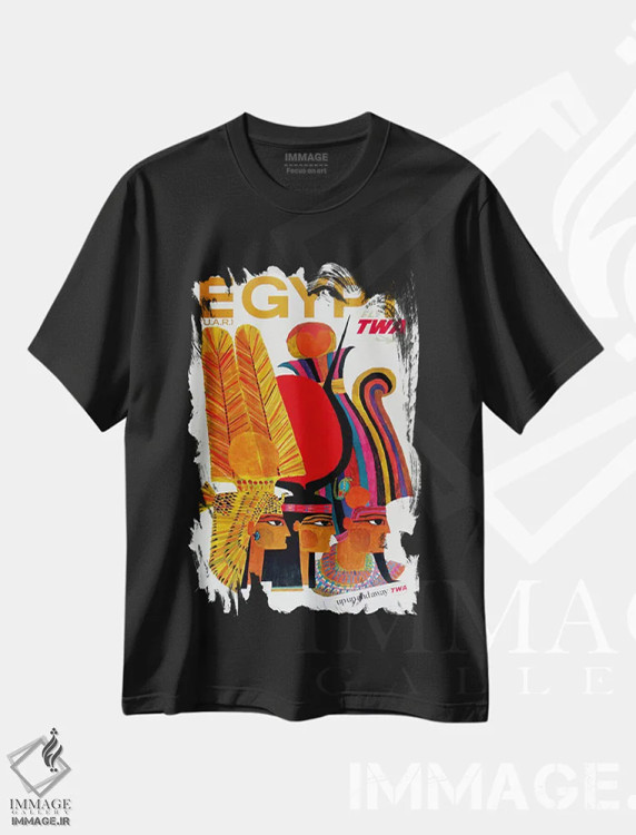 تیشرت مشکی طرح دار مصر، تایپوگرافی اثر هنرمند ناشناس | immage.ir