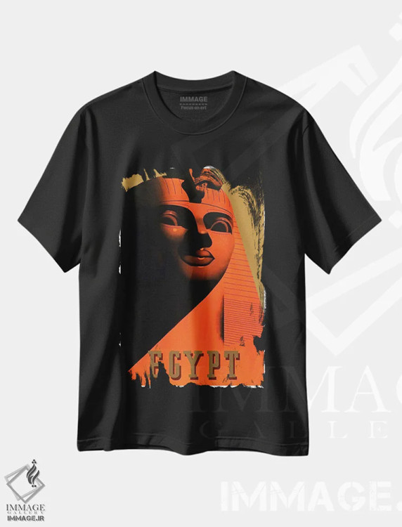 تیشرت مشکی طرح دار مصر یک، تایپوگرافی اثر هنرمند ناشناس | immage.ir