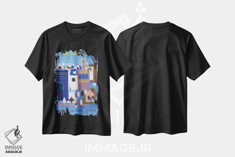 تیشرت مشکی طرح دار ایر فرانس، تایپوگرافی اثر هنرمند ناشناس | فروشگاه ایماژ