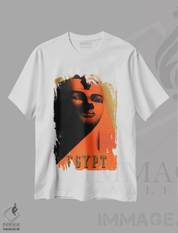 تیشرت سفید طرح دار مصر یک، تایپوگرافی اثر هنرمند ناشناس | فروشگاه ایماژ