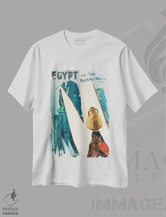 تیشرت سفید طرح دار مصر: سرزمین رمز و راز و افسانه، تایپوگرافی اثر هنرمند ناشناس | فروشگاه ایماژ