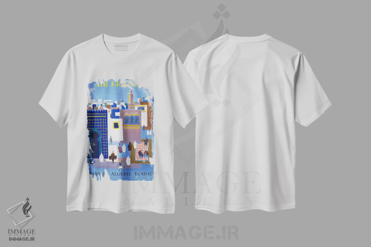 تیشرت سفید طرح دار ایر فرانس، تایپوگرافی اثر هنرمند ناشناس | immage.ir