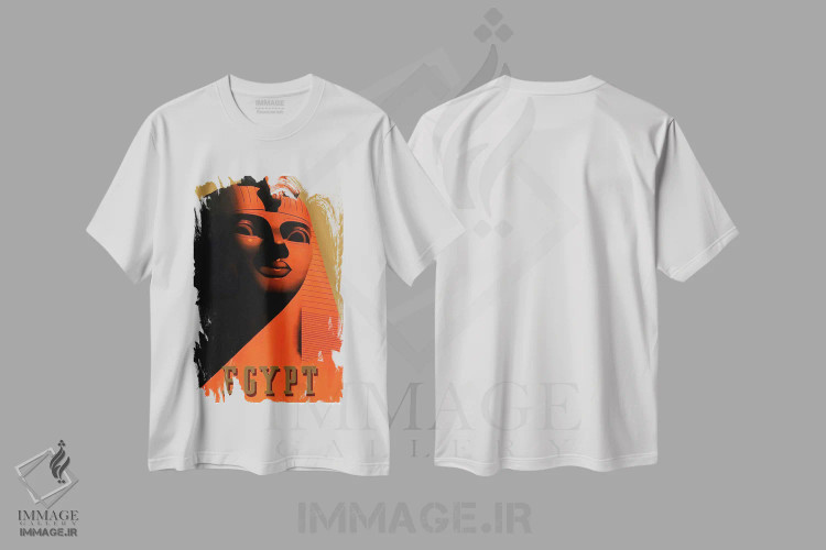 تیشرت سفید طرح دار مصر یک، تایپوگرافی اثر هنرمند ناشناس | فروشگاه ایماژ