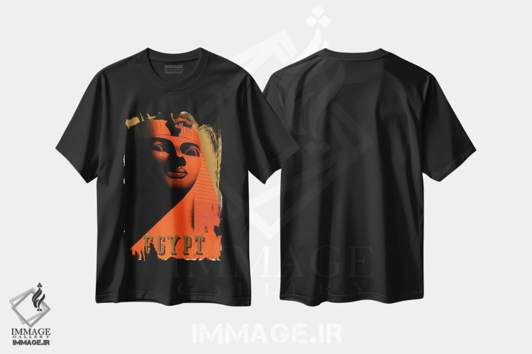 تیشرت مشکی طرح دار مصر یک، تایپوگرافی اثر هنرمند ناشناس | immage.ir