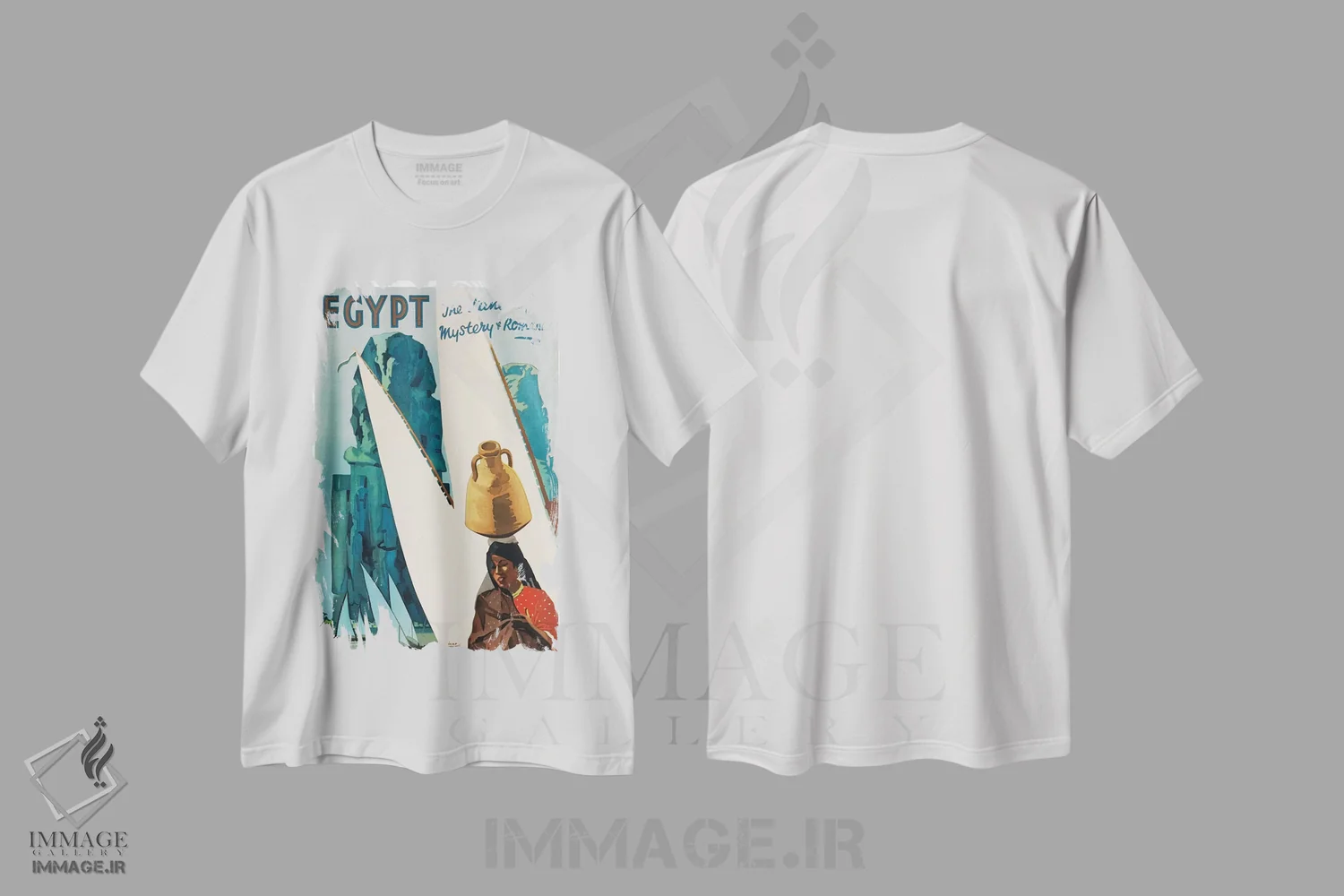 تیشرت سفید طرح دار مصر: سرزمین رمز و راز و افسانه، تایپوگرافی اثر هنرمند ناشناس | فروشگاه ایماژ