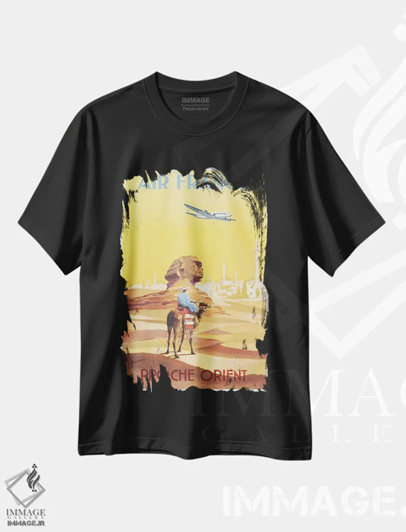 تیشرت مشکی طرح دار ایر فرانس، تایپوگرافی اثر هنرمند ناشناس | immage.ir
