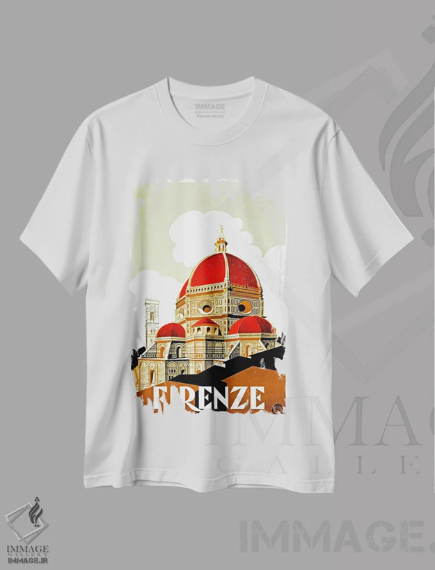 تیشرت سفید طرح دار فلورانس، تایپوگرافی اثر هنرمند ناشناس | فروشگاه ایماژ