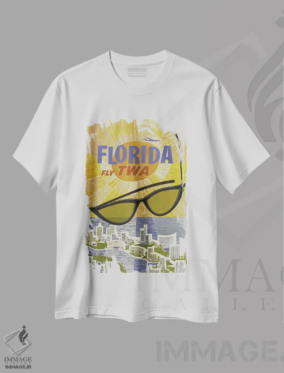 تیشرت سفید طرح دار فلوریدا، تایپوگرافی اثر هنرمند ناشناس | immage.ir