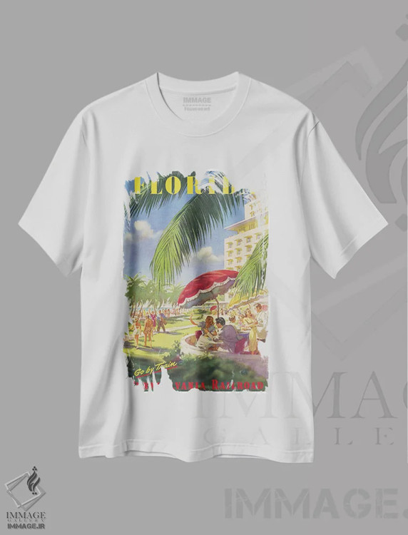 تیشرت سفید طرح دار فلوریدا، تایپوگرافی اثر هنرمند ناشناس | فروشگاه ایماژ