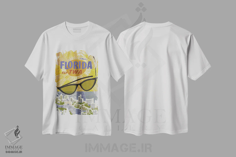 تیشرت سفید طرح دار فلوریدا، تایپوگرافی اثر هنرمند ناشناس | immage.ir