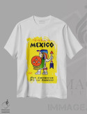 تیشرت سفید طرح دار پرواز با کلیپر به مکزیک با پان آمریکن، تایپوگرافی اثر هنرمند ناشناس | فروشگاه ایماژ
