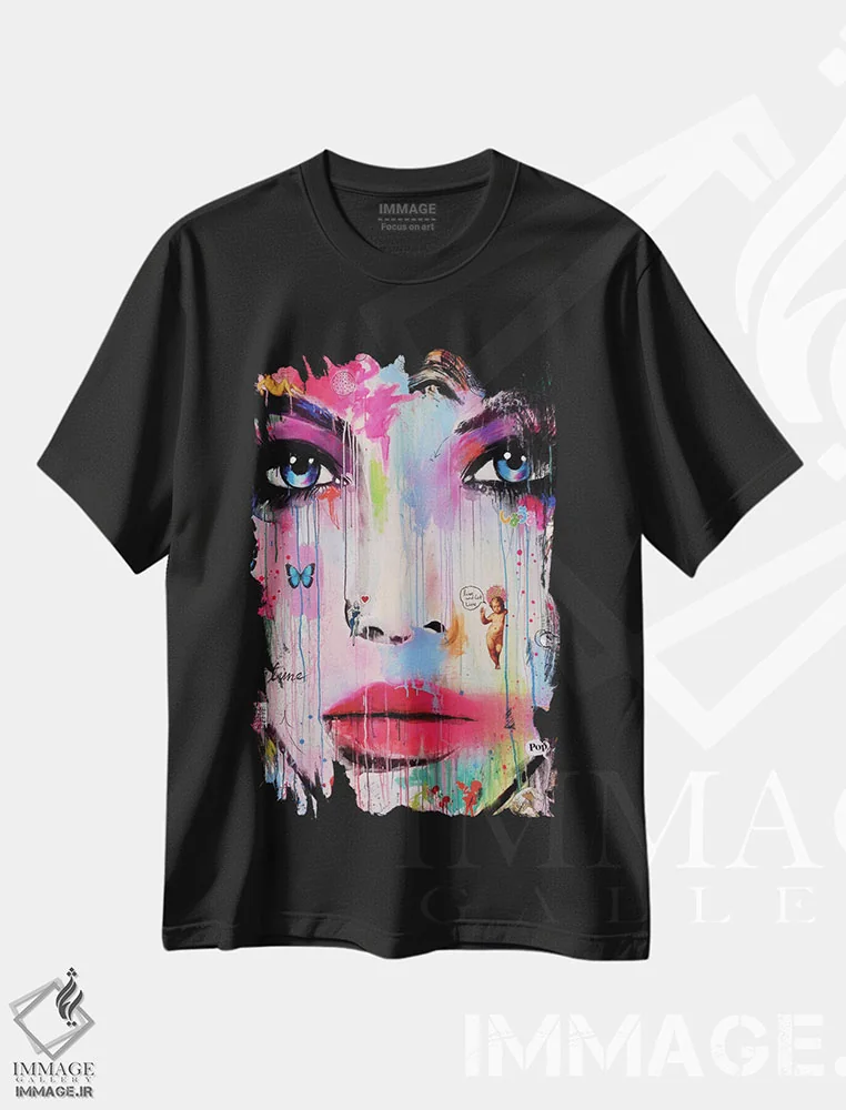 تیشرت مشکی طرح دار هرگز، هنر فاخر معاصر اثر لوی جوور | immage.ir