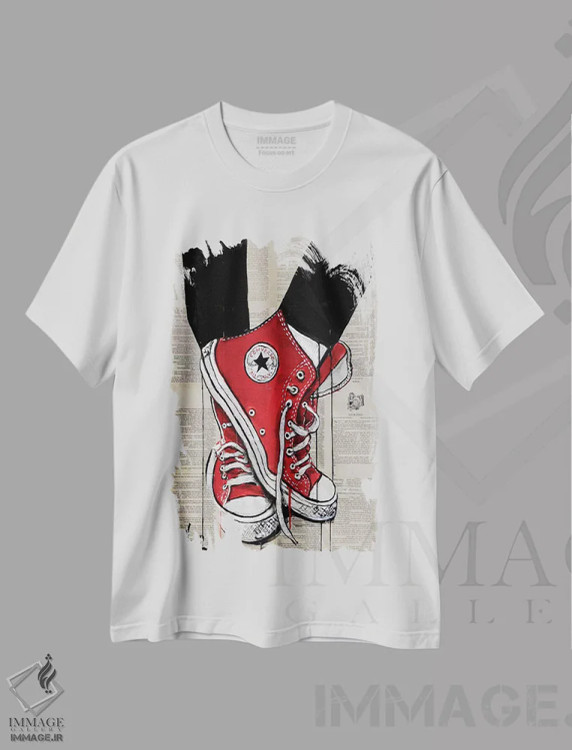 تیشرت سفید طرح دار قرمز، هنر فاخر معاصر اثر لوی جوور | فروشگاه ایماژ