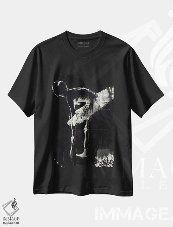 تیشرت مشکی طرح دار پایان نمایش، هنر فاخر معاصر اثر لوی جوور | immage.ir