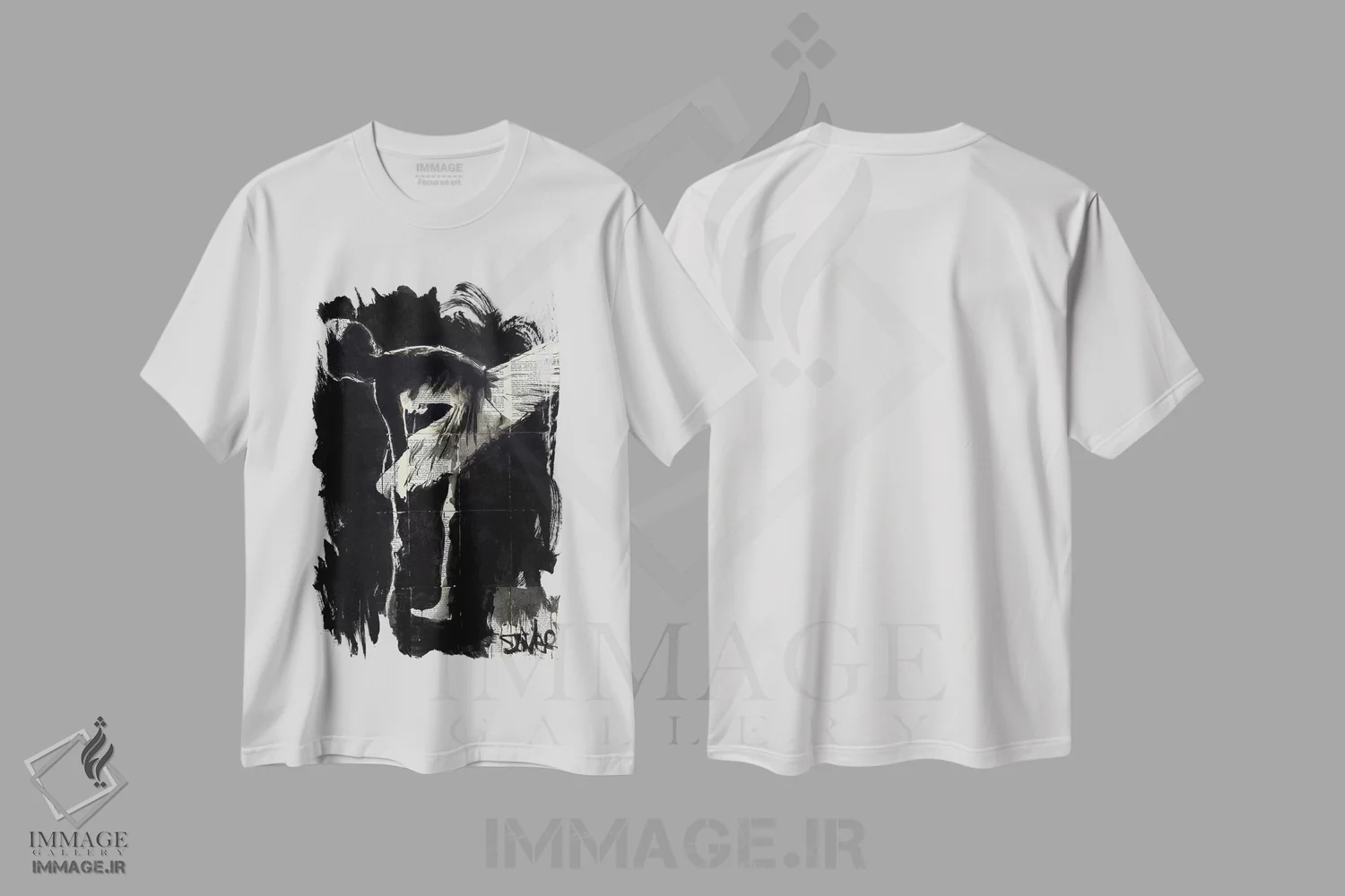تیشرت سفید طرح دار پایان نمایش، هنر فاخر معاصر اثر لوی جوور | فروشگاه ایماژ