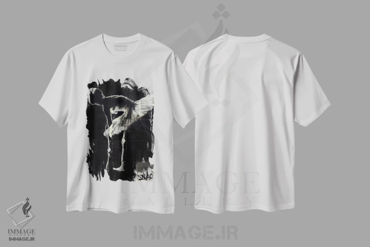 تیشرت سفید طرح دار پایان نمایش، هنر فاخر معاصر اثر لوی جوور | فروشگاه ایماژ