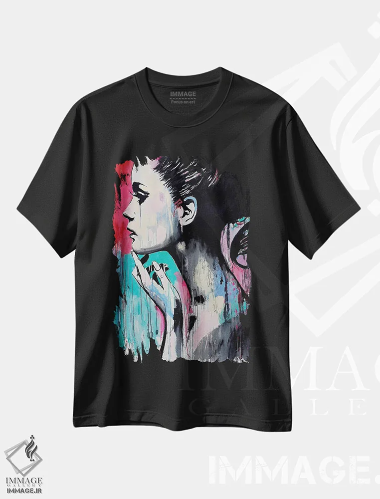 تیشرت مشکی طرح دار شاید دوباره، هنر فاخر معاصر اثر لوی جوور | immage.ir