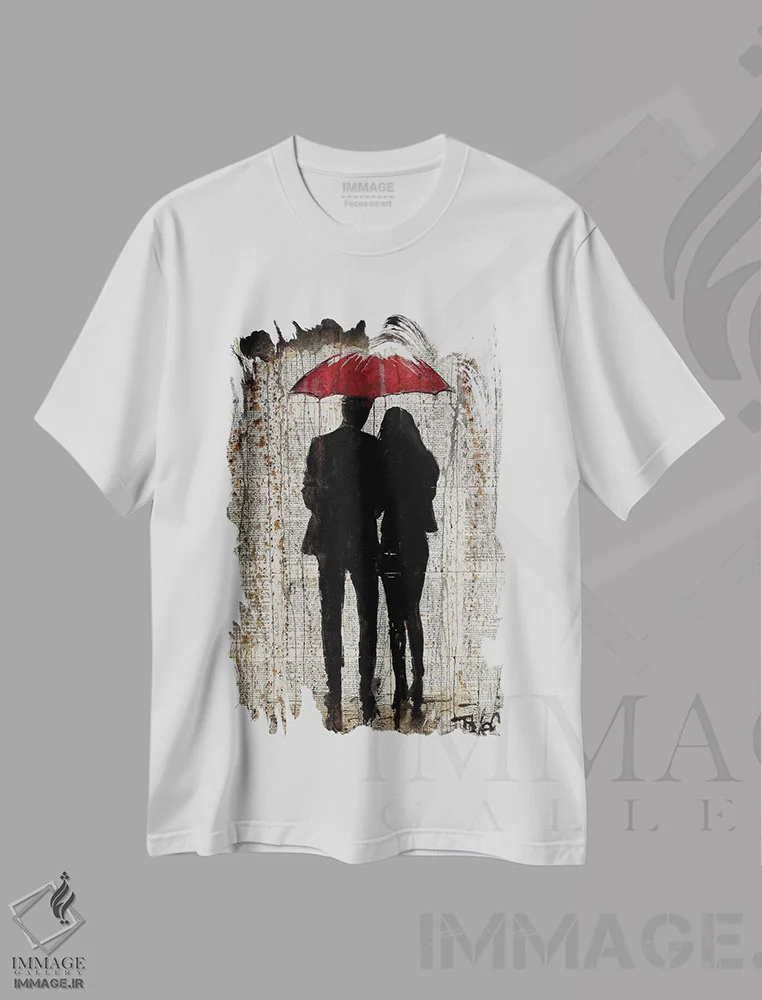 تیشرت سفید طرح دار یکی از روزهای بارانی، هنر فاخر معاصر اثر لوی جوور | immage.ir
