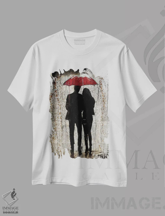 تیشرت سفید طرح دار یکی از روزهای بارانی، هنر فاخر معاصر اثر لوی جوور | immage.ir