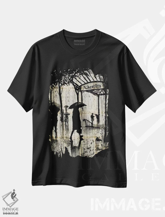 تیشرت مشکی طرح دار کلان شهر، هنر فاخر معاصر اثر لوی جوور | immage.ir