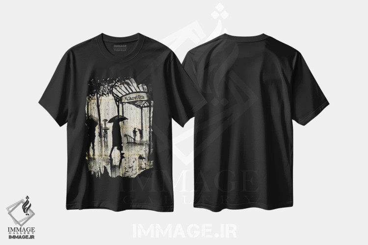 تیشرت مشکی طرح دار کلان شهر، هنر فاخر معاصر اثر لوی جوور | immage.ir
