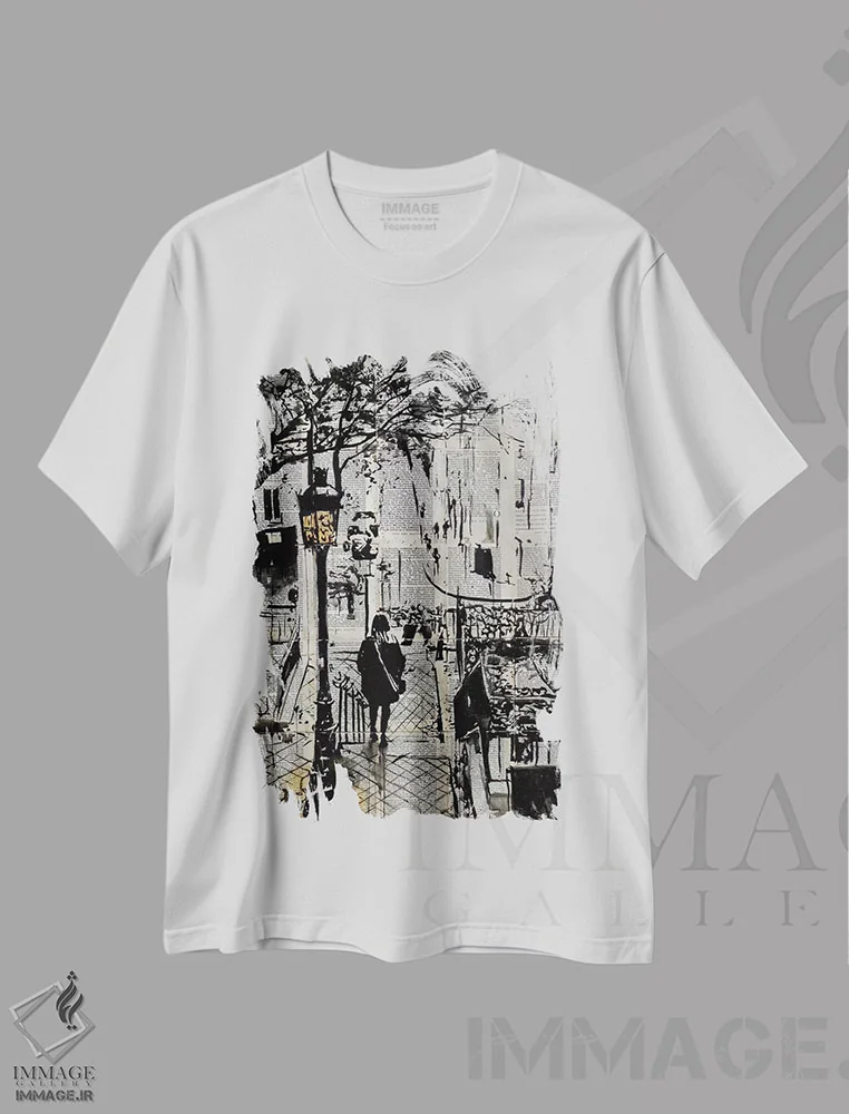 تیشرت سفید طرح دار ناحیه، هنر فاخر معاصر اثر لوی جوور | immage.ir