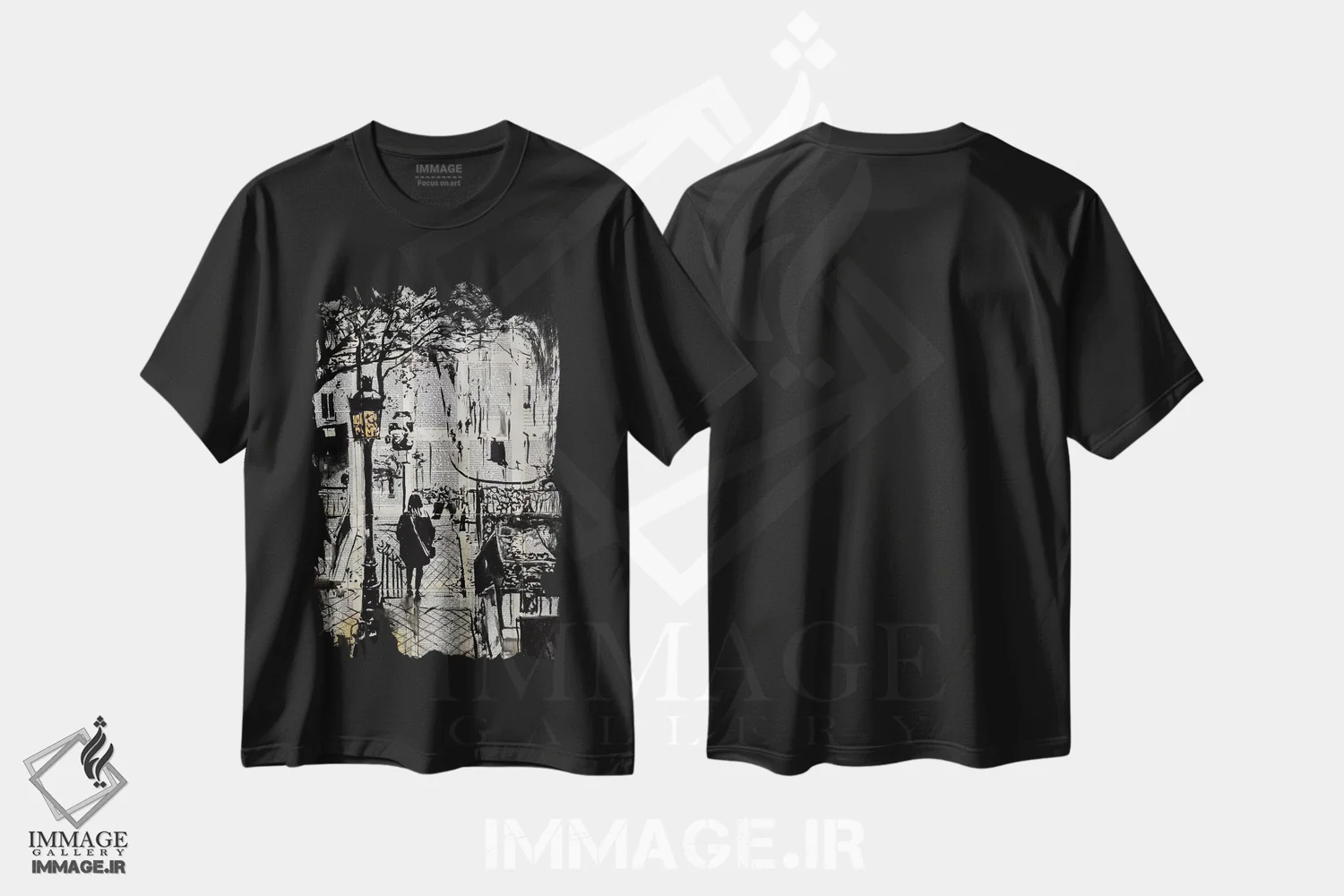 تیشرت مشکی طرح دار ناحیه، هنر فاخر معاصر اثر لوی جوور | فروشگاه ایماژ