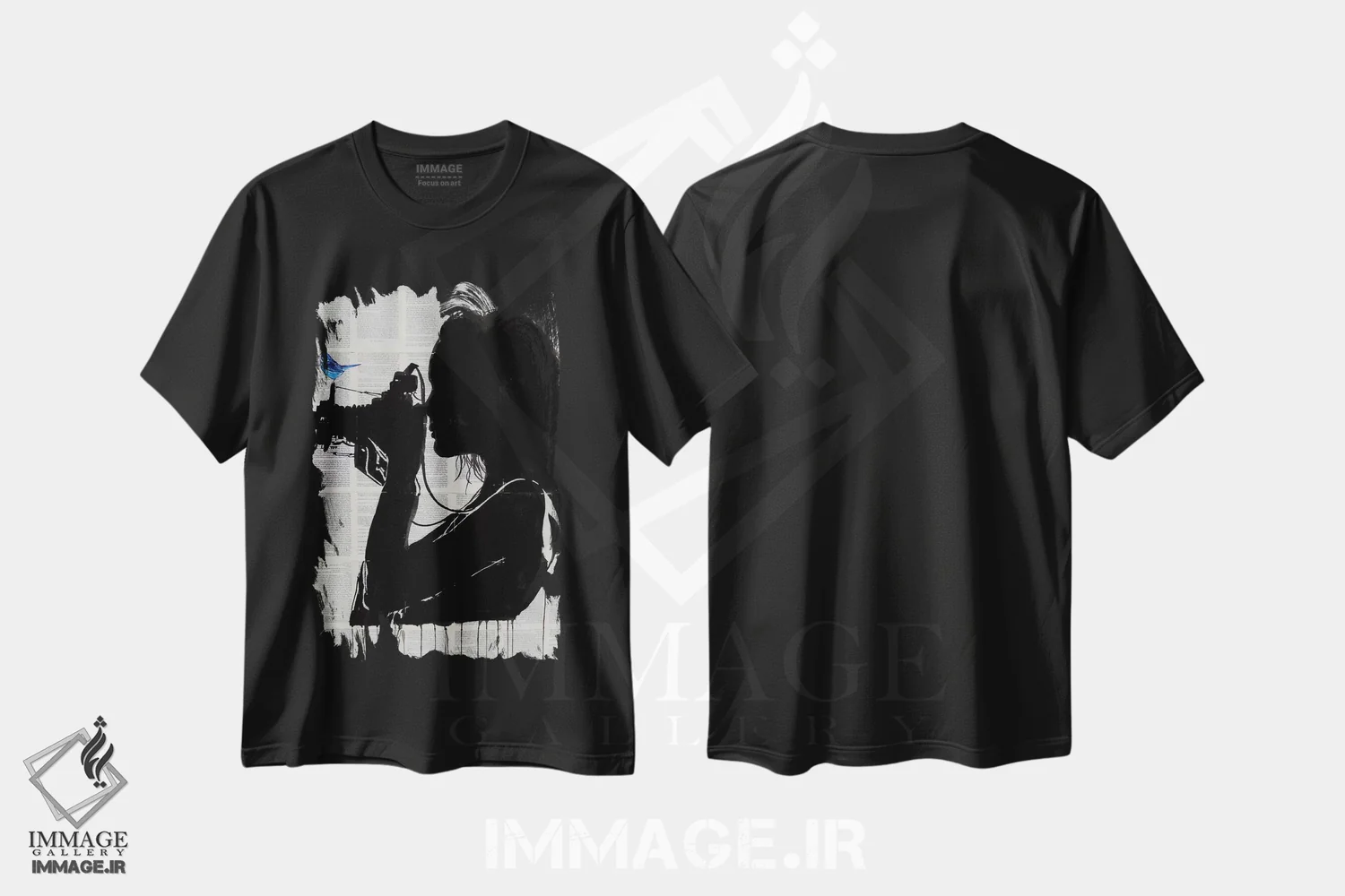 تیشرت مشکی طرح دار عکاس قدیمی، هنر فاخر معاصر اثر لوی جوور | immage.ir