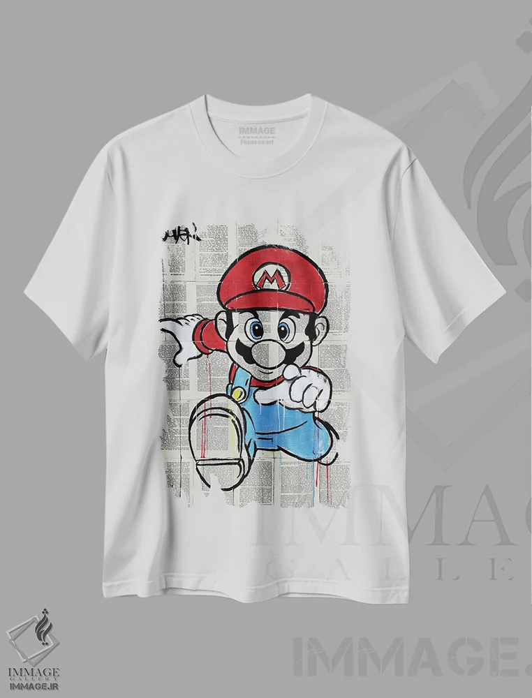 تیشرت سفید طرح دار ام، هنر فاخر معاصر اثر لوی جوور | فروشگاه ایماژ
