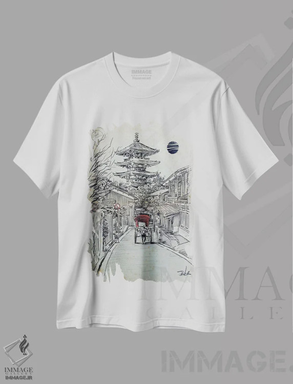 تیشرت سفید طرح دار لحظه ای دیگر در کیوتو، هنر فاخر معاصر اثر لوی جوور | immage.ir
