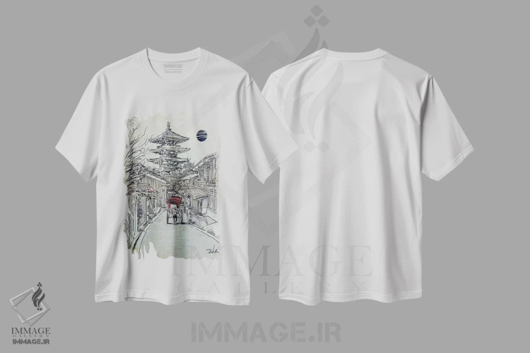 تیشرت سفید طرح دار لحظه ای دیگر در کیوتو، هنر فاخر معاصر اثر لوی جوور | immage.ir