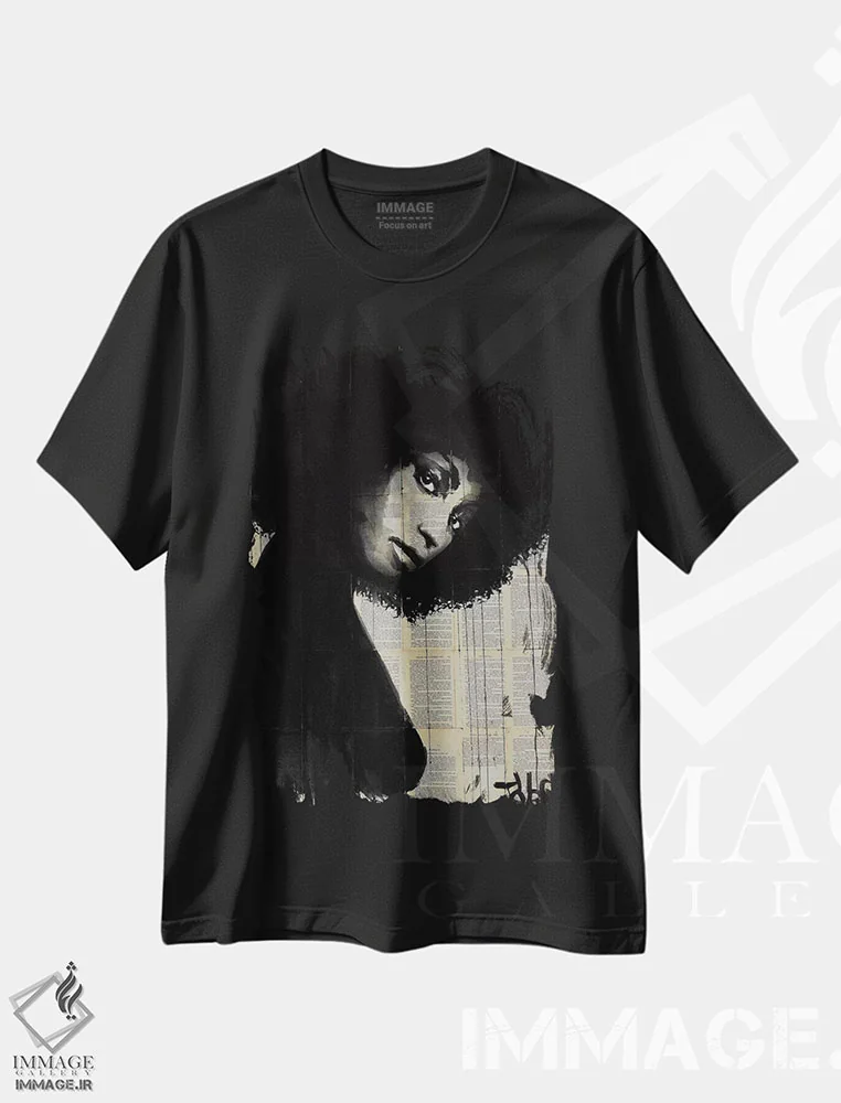 تیشرت مشکی طرح دار سلستین، هنر آمریکایی آفریقایی تبار اثر لوی جوور | فروشگاه ایماژ