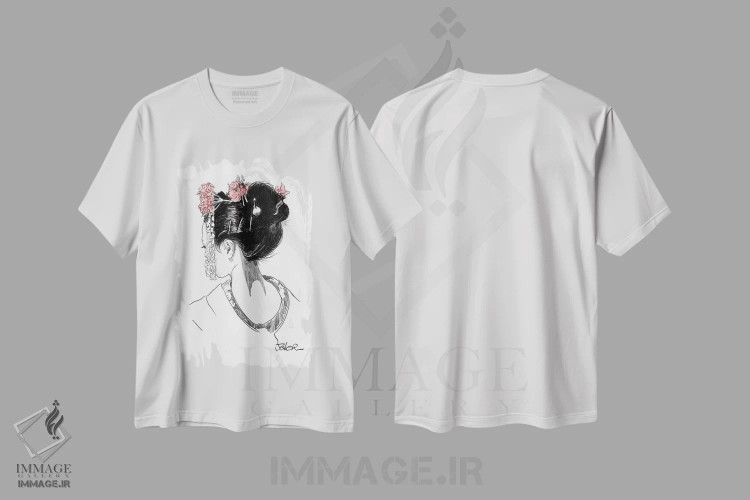 تیشرت سفید طرح دار آتسوکو، هنر فاخر معاصر اثر لوی جوور | فروشگاه ایماژ