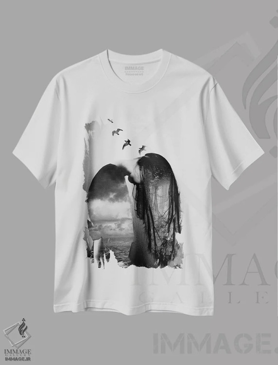 تیشرت سفید طرح دار Sea And Sky,جنگل، دریا و آسمان، هنر فاخر معاصر اثر لوی جوور | فروشگاه ایماژ