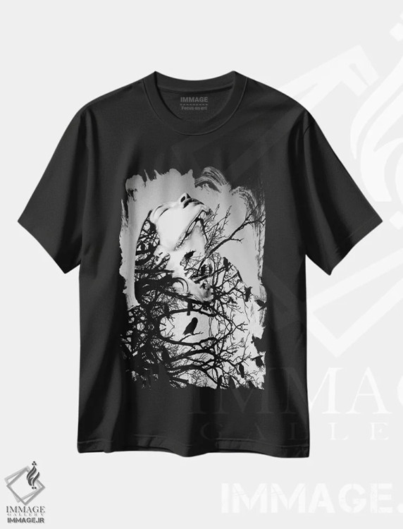 تیشرت مشکی طرح دار پایین را نگاه نکن، هنر فاخر معاصر اثر لوی جوور | فروشگاه ایماژ