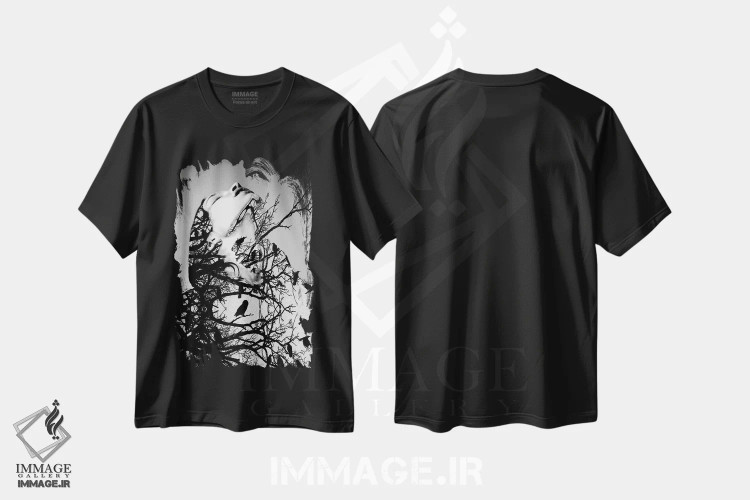 تیشرت مشکی طرح دار پایین را نگاه نکن، هنر فاخر معاصر اثر لوی جوور | فروشگاه ایماژ