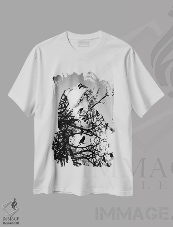 تیشرت سفید طرح دار پایین را نگاه نکن، هنر فاخر معاصر اثر لوی جوور | immage.ir