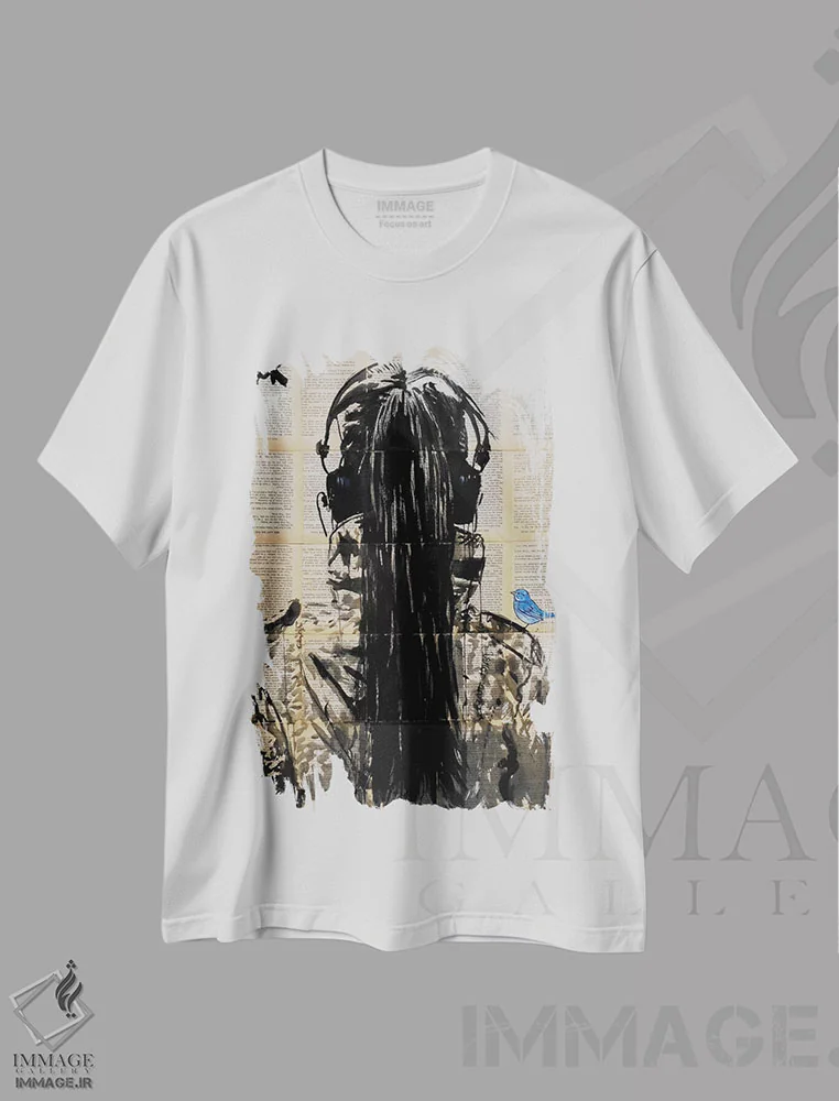 تیشرت سفید طرح دار صوتی، هنر فاخر معاصر اثر لوی جوور | فروشگاه ایماژ
