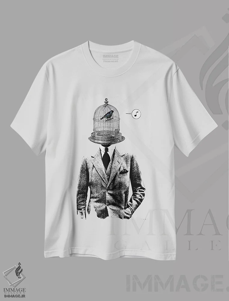 تیشرت سفید طرح دار پر و بال، هنر فاخر معاصر اثر لوی جوور | immage.ir