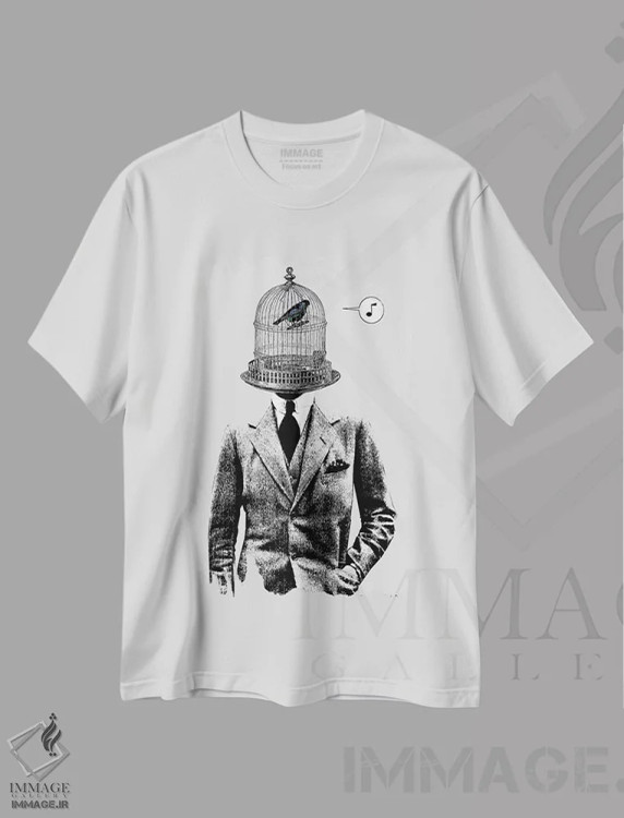تیشرت سفید طرح دار پر و بال، هنر فاخر معاصر اثر لوی جوور | immage.ir