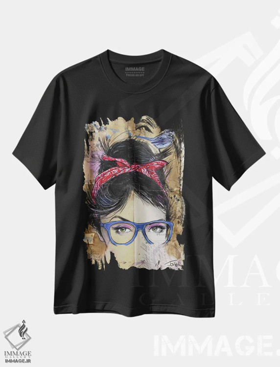 تیشرت مشکی طرح دار رشته ها، هنر فاخر معاصر اثر لوی جوور | فروشگاه ایماژ