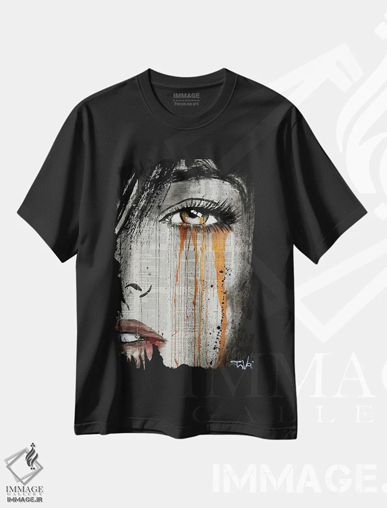 تیشرت مشکی طرح دار پرتقال خردشده، هنر فاخر معاصر اثر لوی جوور | فروشگاه ایماژ