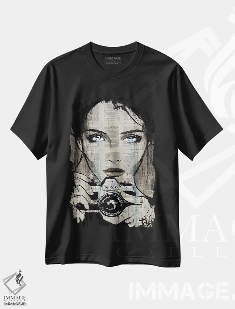تیشرت مشکی طرح دار تصور کن، هنر فاخر معاصر اثر لوی جوور | immage.ir