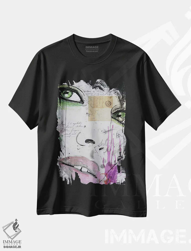 تیشرت مشکی طرح دار ریتم رؤیاها، هنر فاخر معاصر اثر لوی جوور | فروشگاه ایماژ