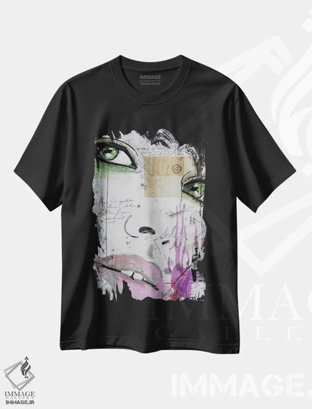 تیشرت مشکی طرح دار ریتم رؤیاها، هنر فاخر معاصر اثر لوی جوور | فروشگاه ایماژ